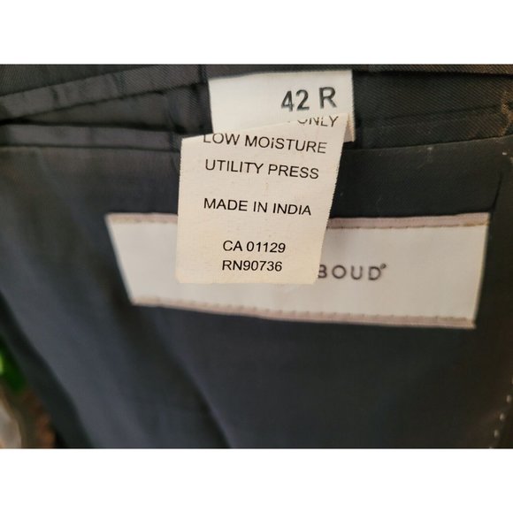 JOSEPH ABBOUD 40R MENS PINSTRIPE SPORT COAT 100% WOOL BLACK TWO-BUTTON B514 - Picture 7 of 9